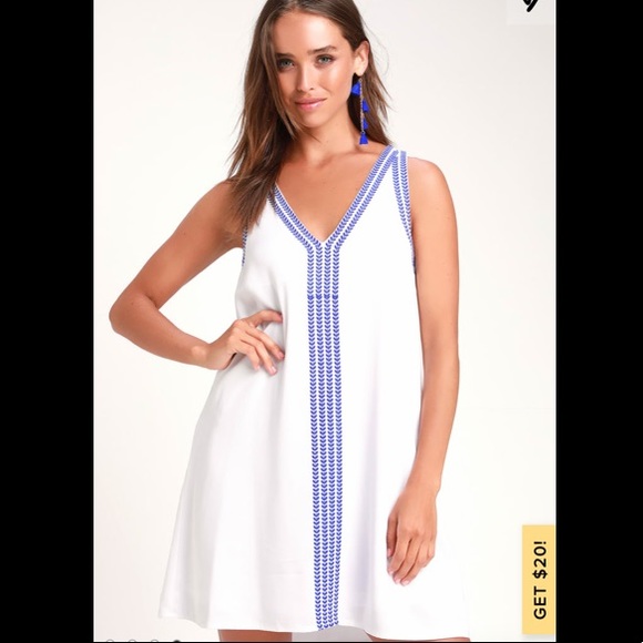 Lulus White Embroidered Sleeveless Shift Dress - Picture 4 of 11